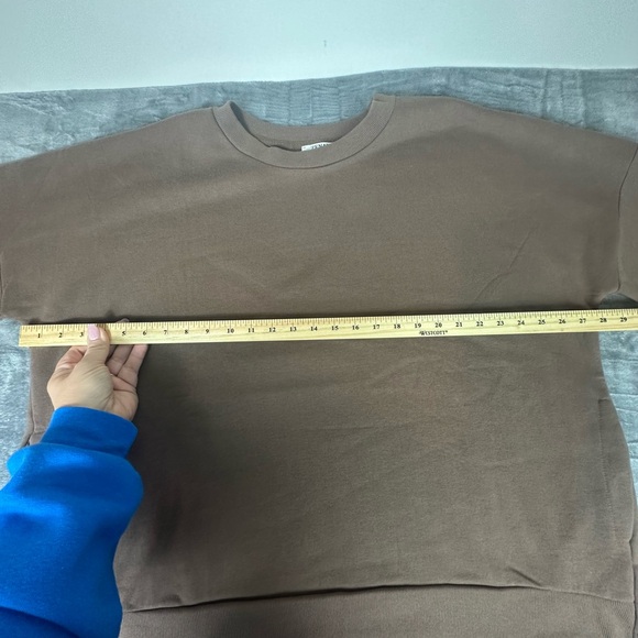 Zenana High Low Crewneck Sweatshirt Womens Plus 2X Brown Pockets Mocha - Picture 11 of 14